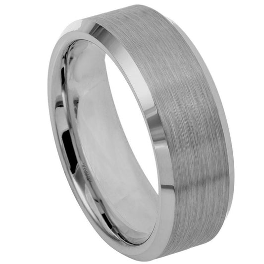 8MM TUNGSTEN BRUSHED CENTER RING