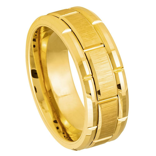 8MM YELLOW GOLD PLATED TUNGSTEN RING