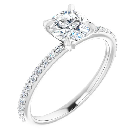 1.00 CT Lab-Grown Accented Round Cut Diamond Engagement Ring