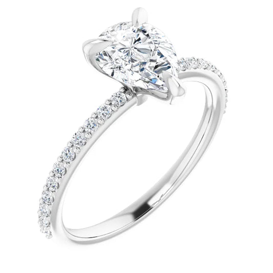 1.00 CT Lab-Grown Accented Pear Shape Diamond Engagement Ring