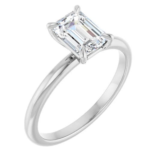 1.00 CT Lab-Grown Emerald Cut Diamond Solitaire Engagement Ring