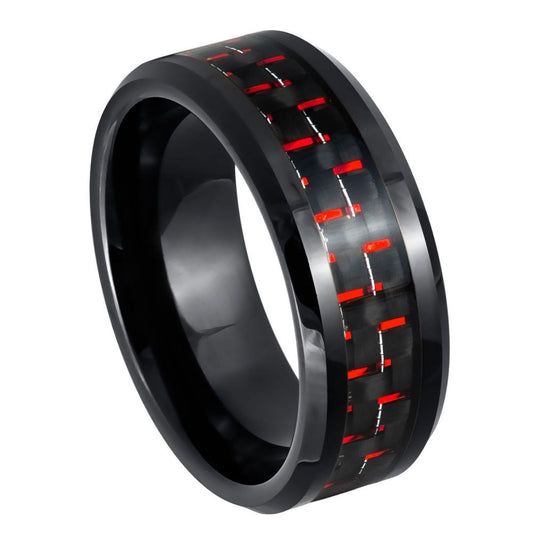 8MM BLACK PLATED TUNGSTEN RING